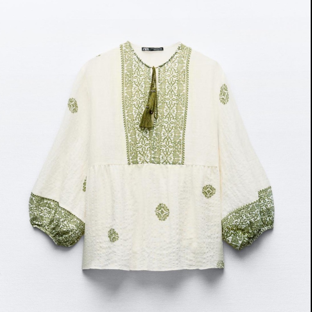 Brand new ZARA printed rustic blouse